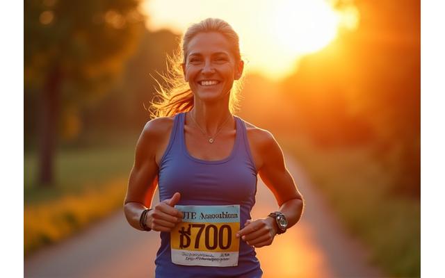 Sarah, 48, vibrant and active, after achieving her fitness goals with community support